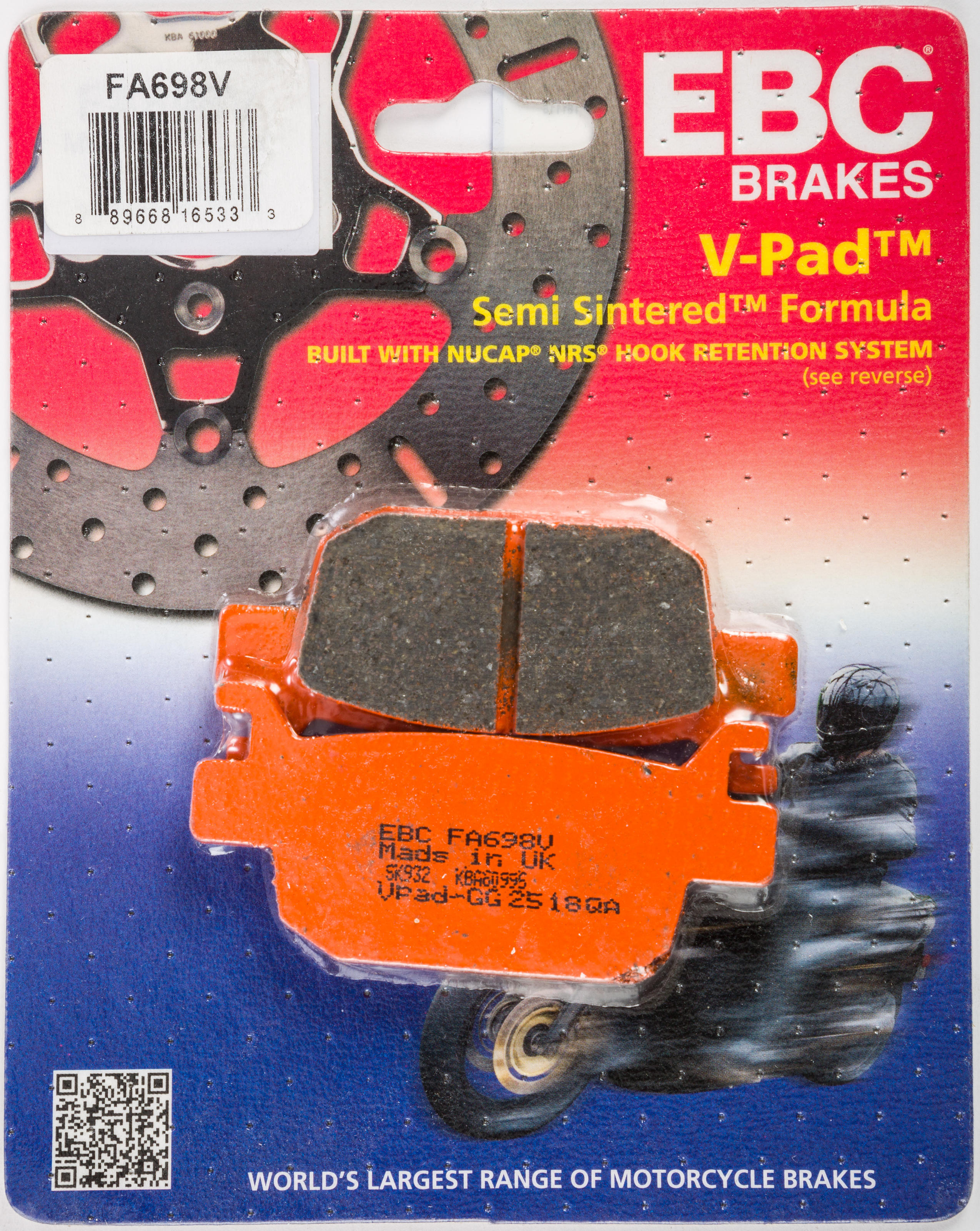 EBC FA698V Semi-Sintered Vee Rear Brake Pads For Harley X350 23-24 - Rear brake pads for Harley X350 2023-2024 - Click Image to Close