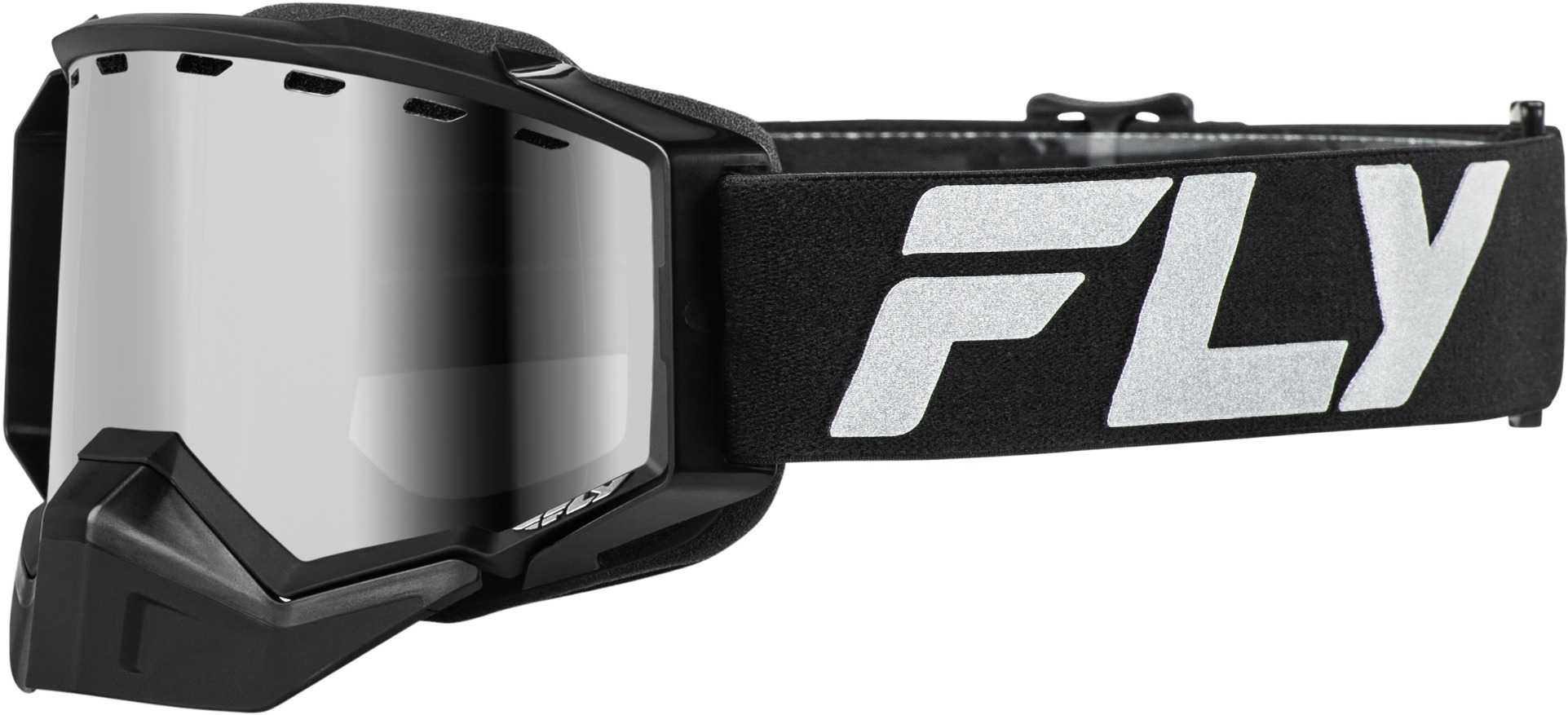 Fly Racing Zone Elite Snow Goggle Black/Silver with Silver Mirror Lens - Snow goggle with silver mirror polarized lens - Click Image to Close