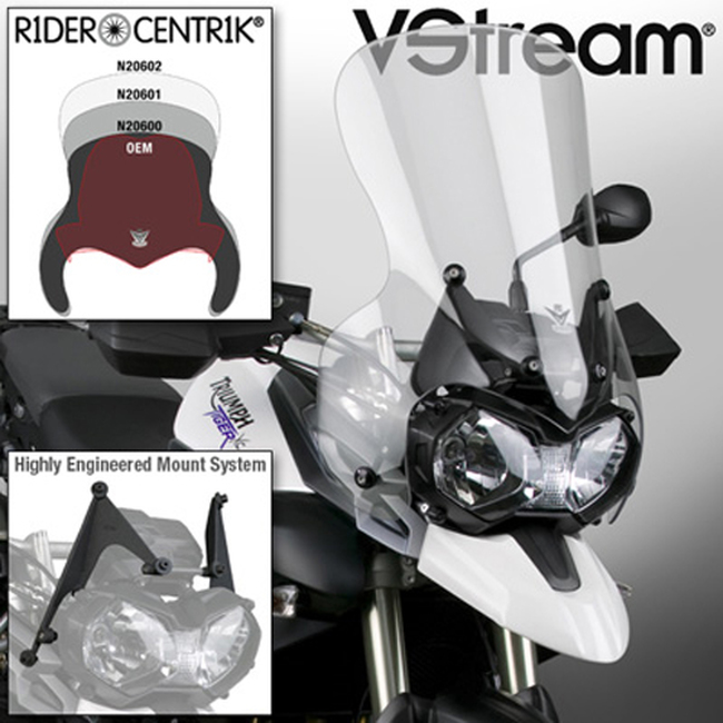 V-Stream Windscreen Clear - For 11-17 Triumph Tiger - Click Image to Close