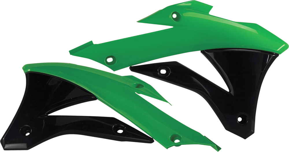 Radiator Shrouds - Green/Black - For 14-20 Kawasaki KX85 KX100 - Click Image to Close