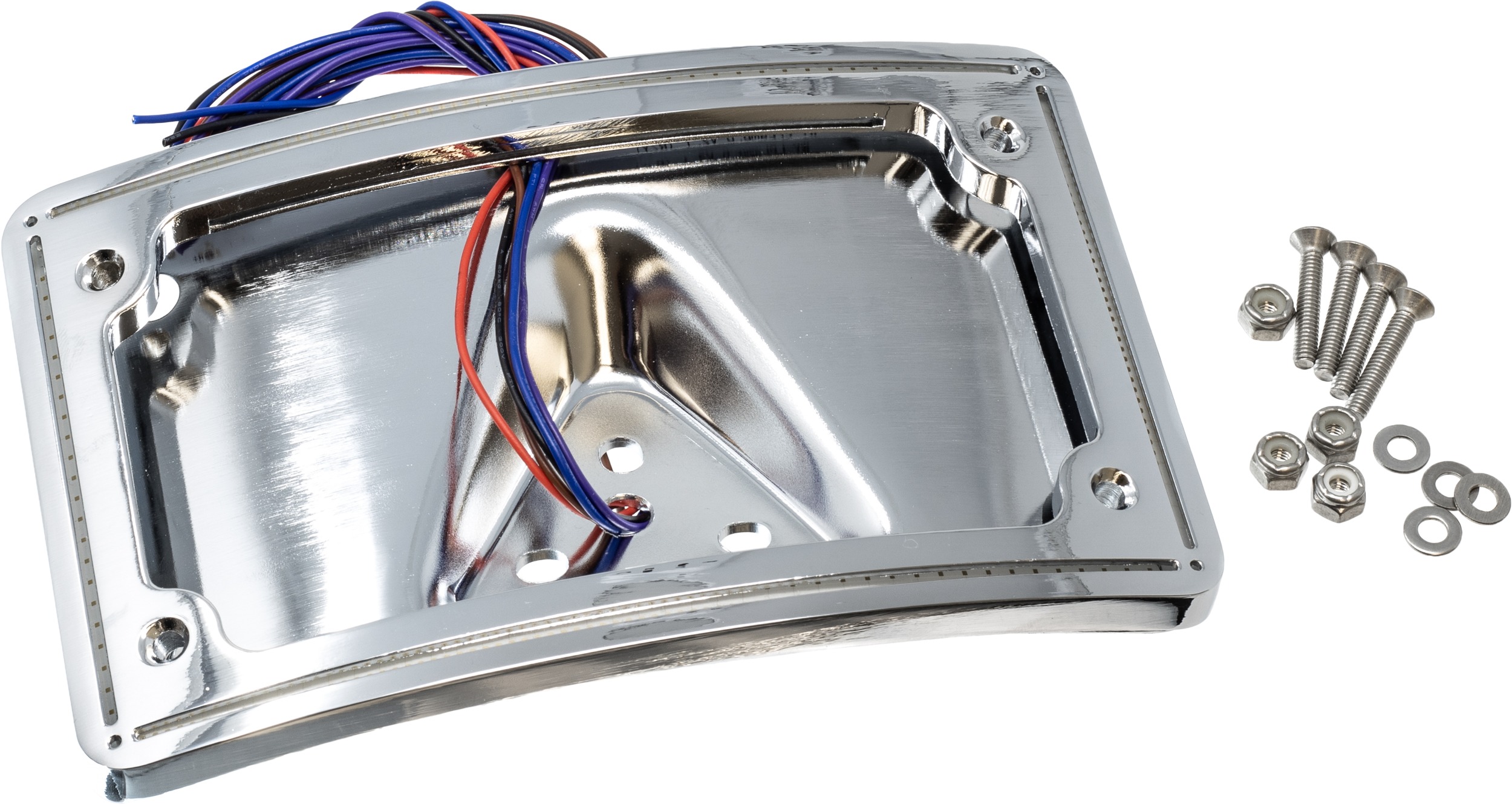 Letric Lighting Perfect Plate Light Chrome Curved Frame For 04-13 Sportster - Click Image to Close