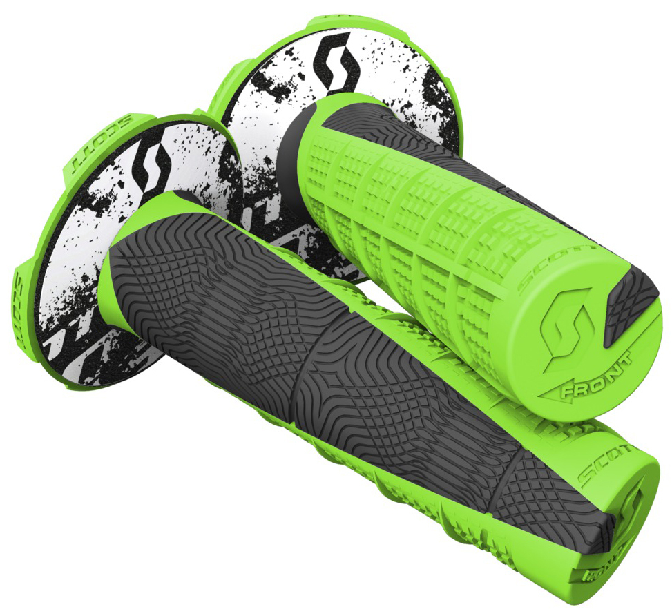 Duece 2 Motorcycle Grips Neon Green/Black 7/8" - Click Image to Close