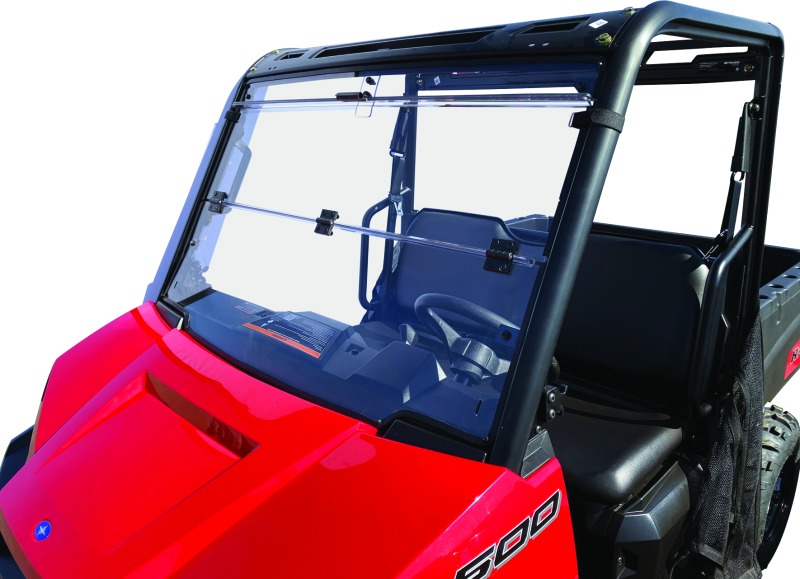 QuadBoss Windbreak Folding Windshield Clear Fits 17-21 Polaris Ranger 500 - Click Image to Close