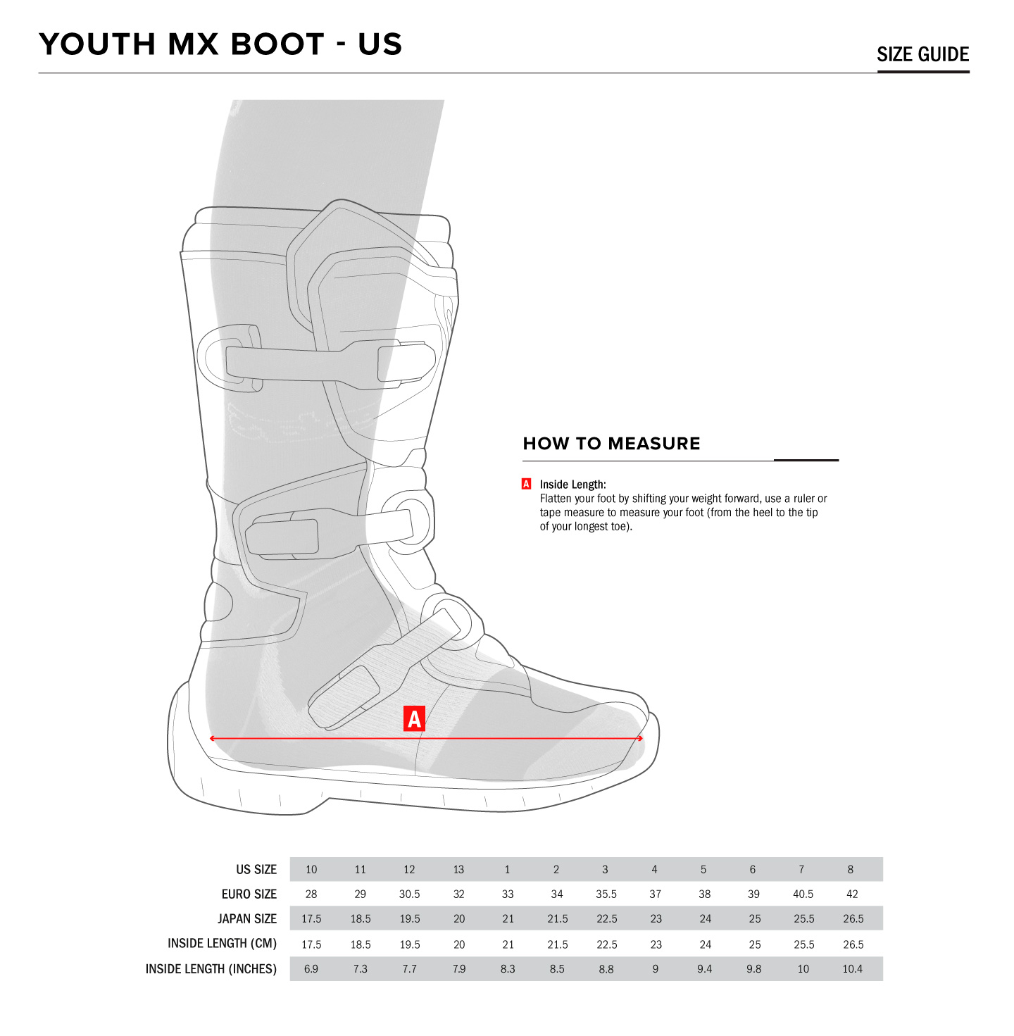 Tech 3S Youth MX Boots Black/White/Red Size Y12 - Click Image to Close