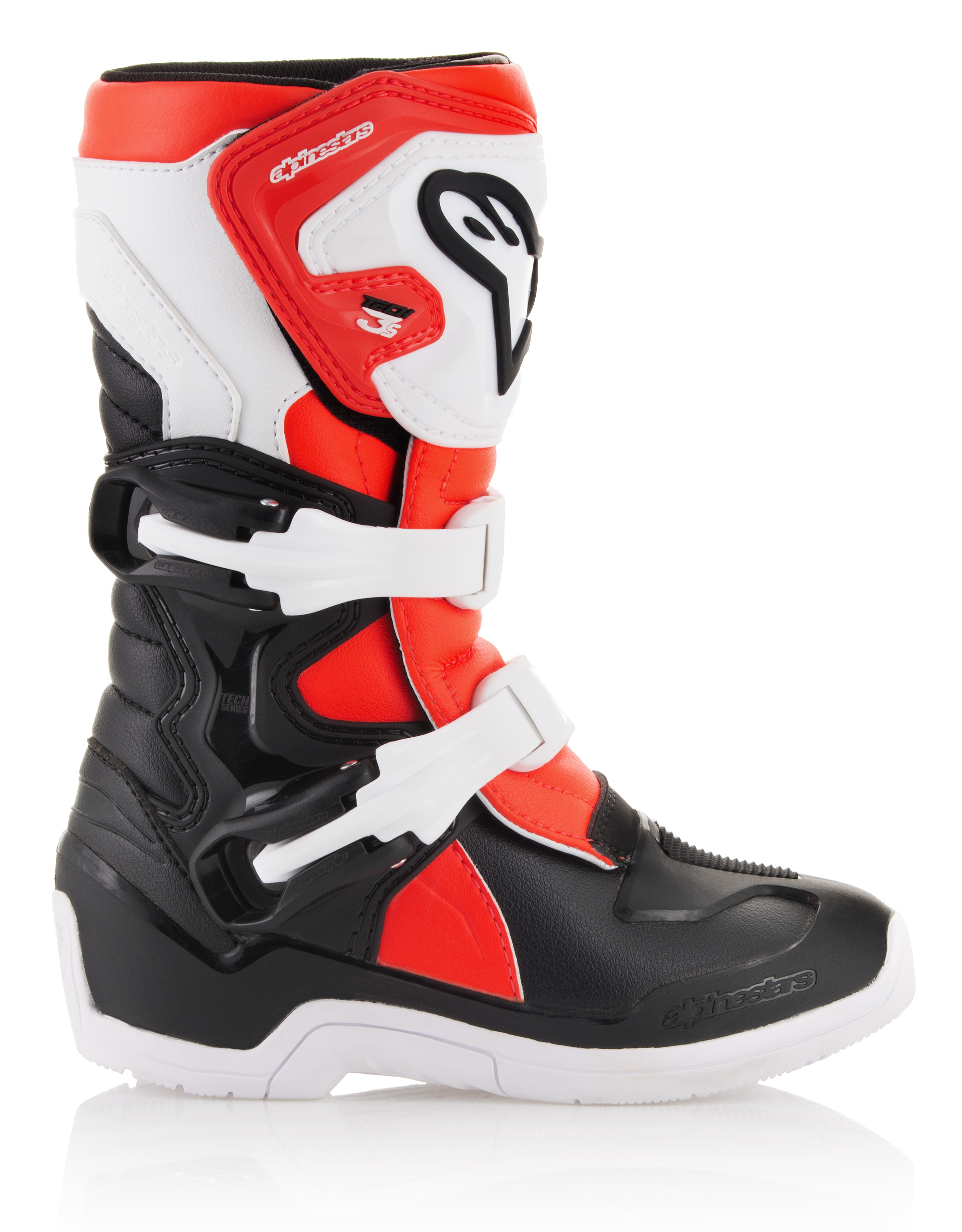 Tech 3S Kids MX Boots Black/White/Red Size T10 - Click Image to Close