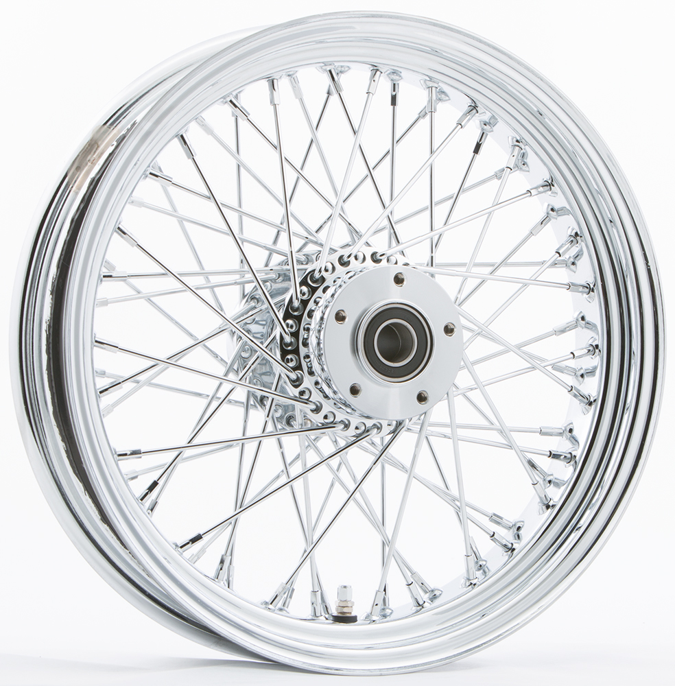 HardDrive Front 60 Spoke Chrome Wheel 16x3.5 FLT Hub 1" Axle - 16x3.5" front chrome 60 spoke wheel for FLT hub, 1" axle - Click Image to Close