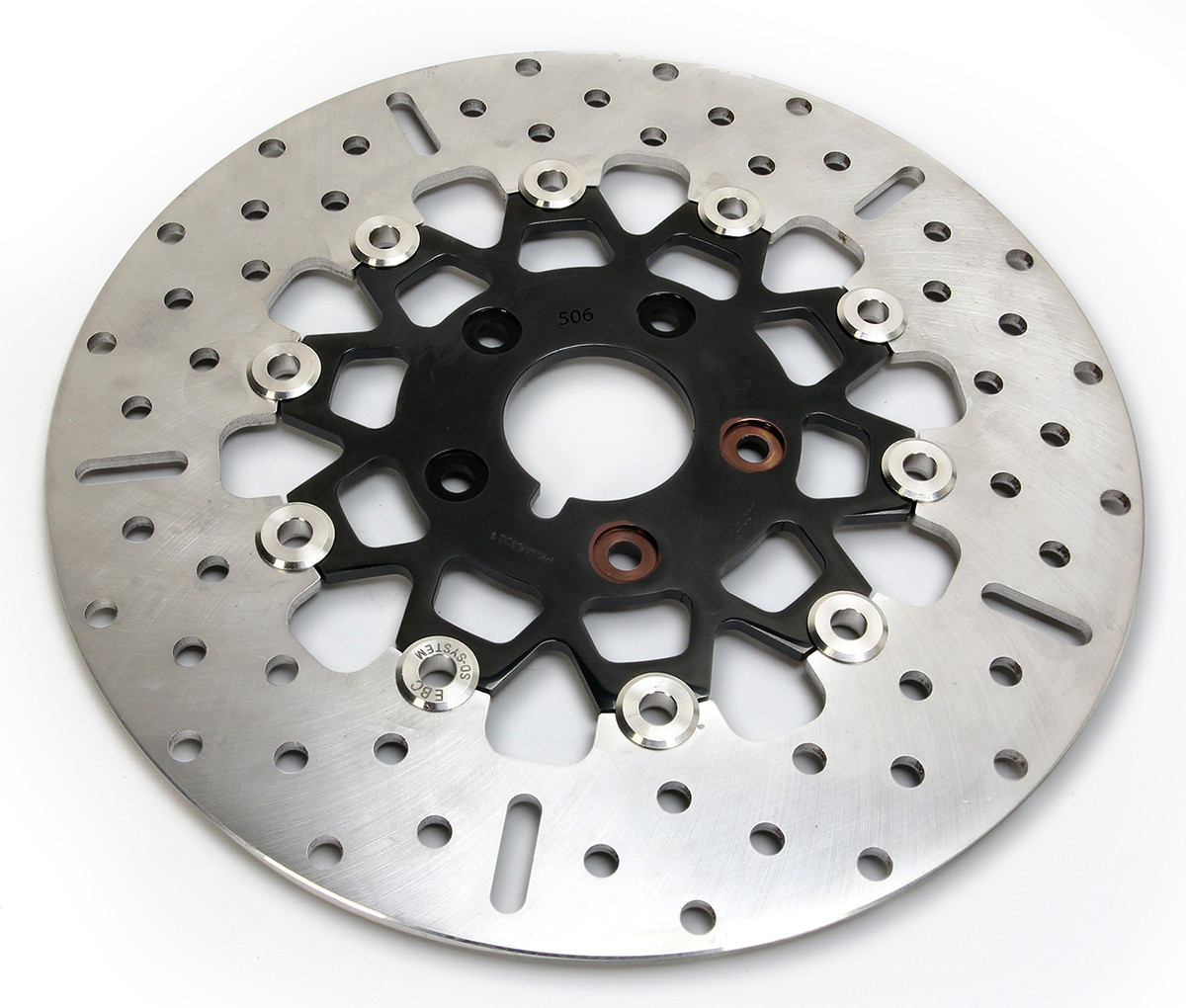 10-Button Black Carrier Floating Brake Rotor - Harley Davidson - Click Image to Close