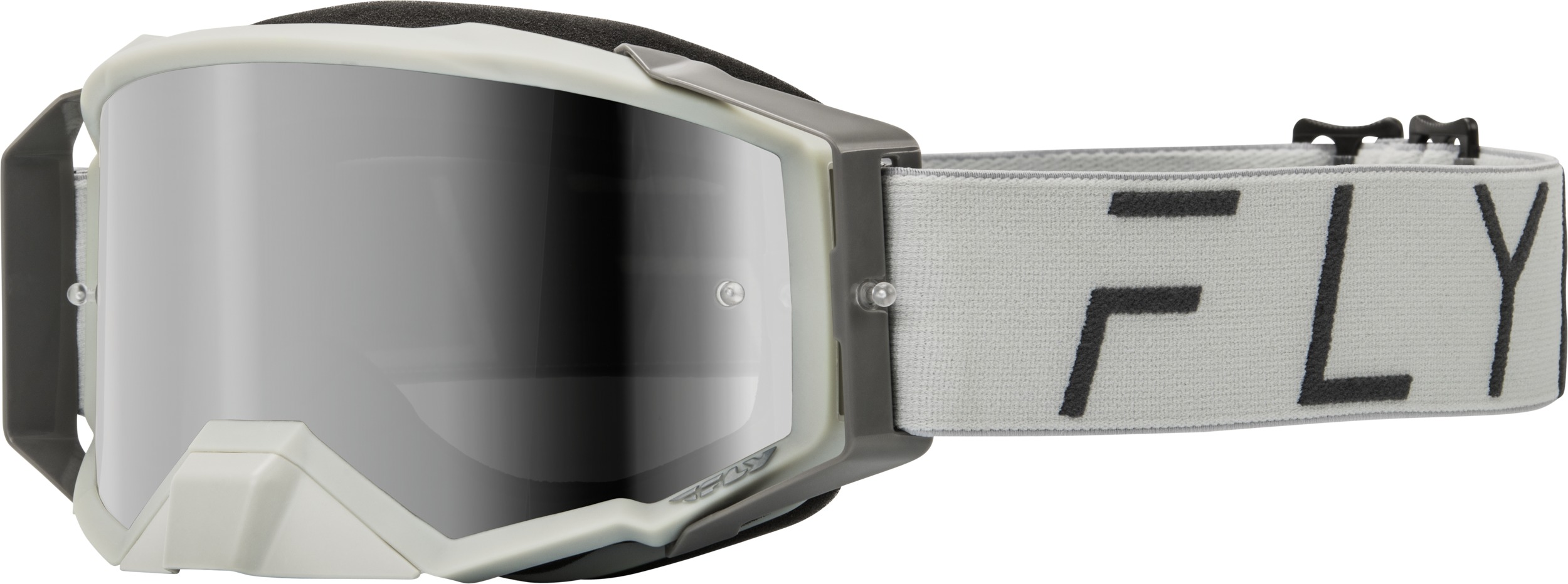 Fly Racing Zone Pro Goggle Grey with Grey Mirror/Smoke Lens - Offroad goggles with mirror/smoke lens in grey - Click Image to Close