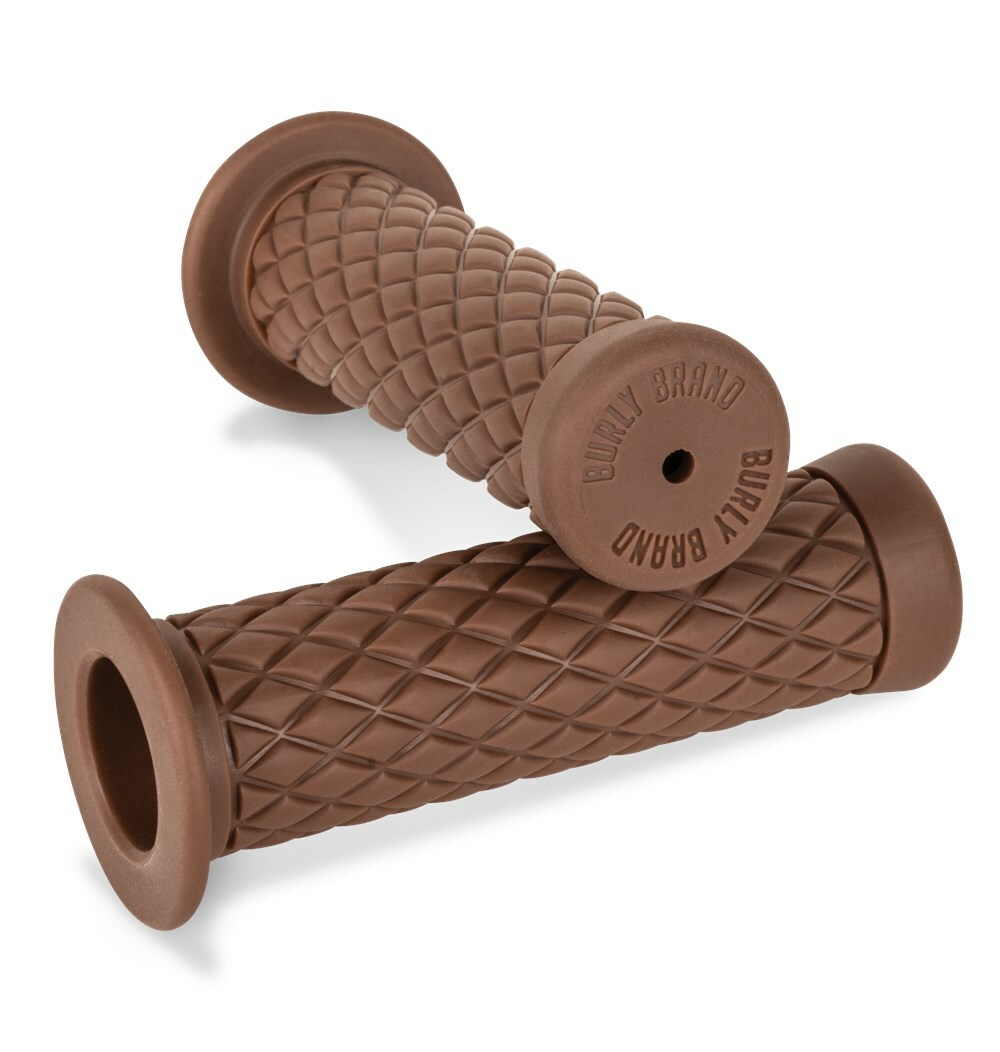 Burly Brand Diamondback Grips 1in Brown - 1in brown rubber grips for handlebars - Click Image to Close