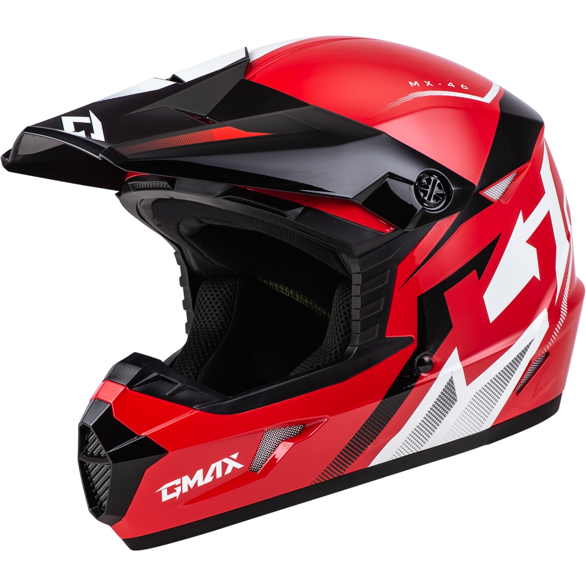 GMAX MX-46 Compound Helmet Red/Black/White Medium - Lightweight offroad helmet, Medium, Red/Black/White - Click Image to Close