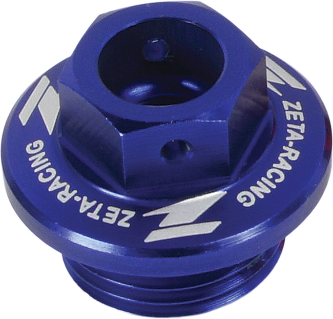 Blue Billet Oil Filler Plug w/ Safety Wire Holes - M20 x 1.5 Threads w/ 30mm Head - 14mm Hex - Click Image to Close