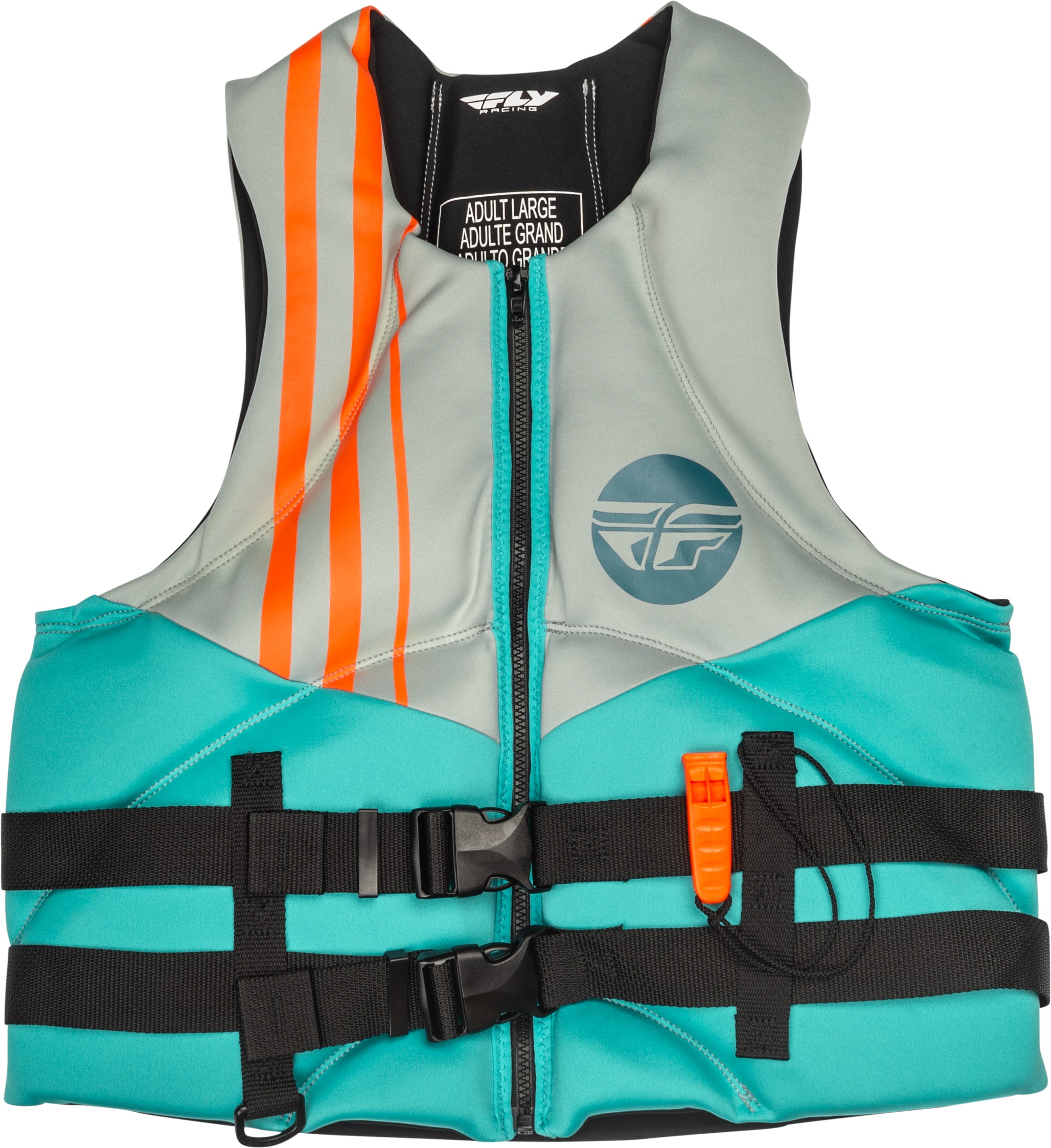 Fly Racing Neoprene Flotation Vest Teal/Grey/Orange Medium - Coast Guard Approved Type III flotation vest, Medium - Click Image to Close
