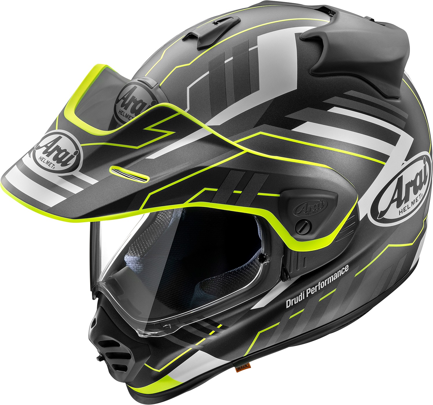 Arai XD-5 Trail Helmet Matte Yellow/Black L - Dual sport helmet with peak and venting - Click Image to Close