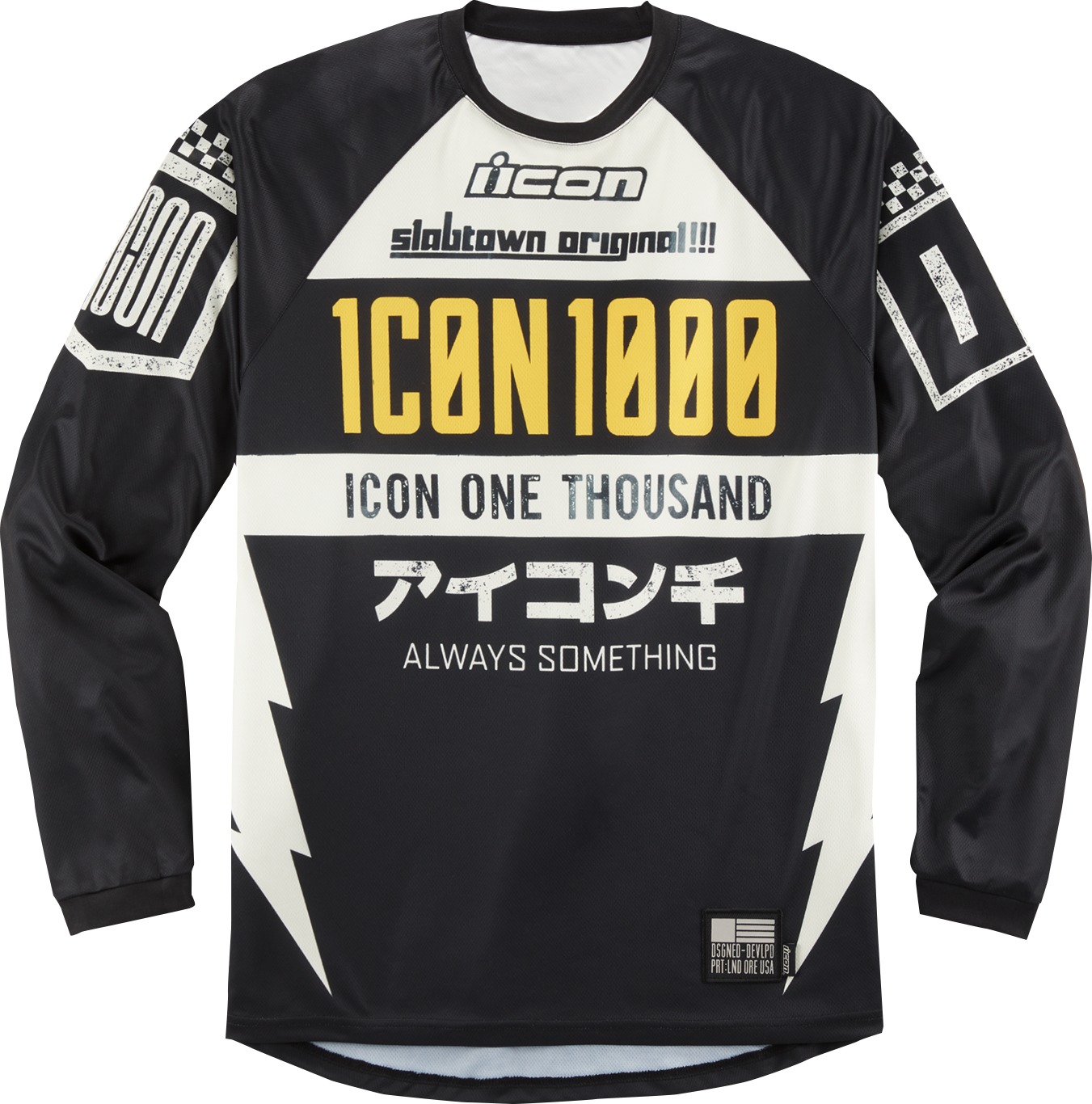 ICON Slabtown Jersey Pullover Long-Sleeve Men's M Black/Yellow/White - Men's size M polyester mesh jersey by ICON - Click Image to Close