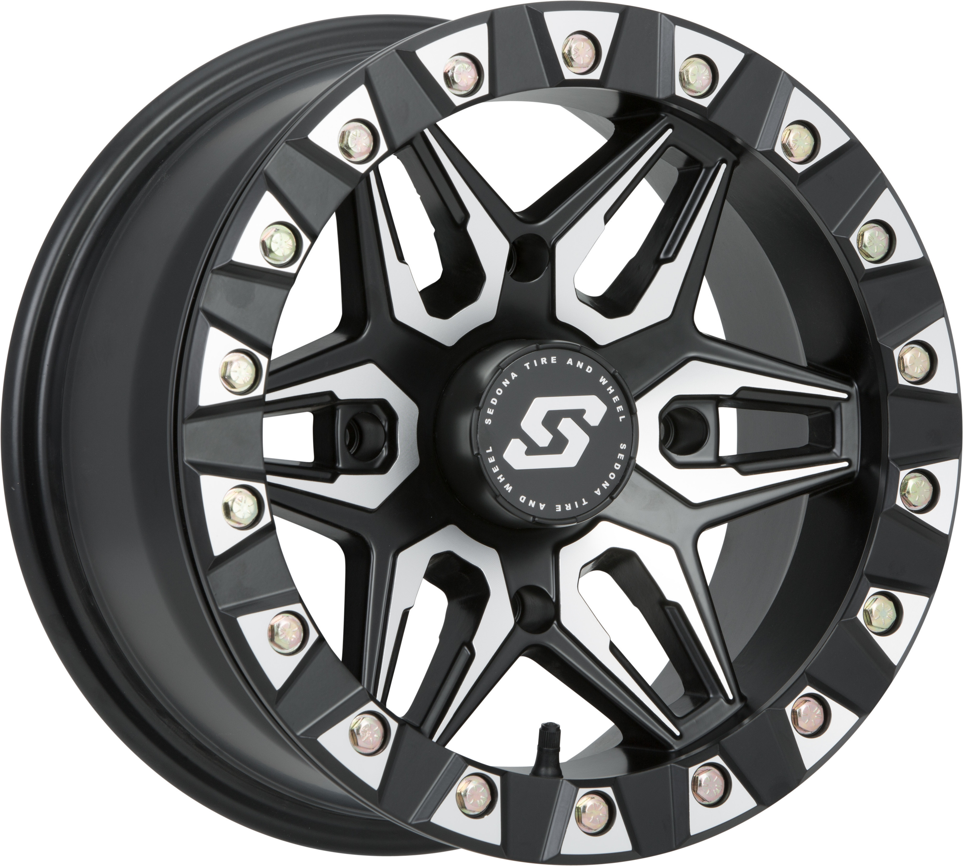 Sedona Split 6 Beadlock Wheel 14x7 4/156 6+1 Black Machined - 14x7 beadlock wheel, 4/156 bolt pattern, black machined - Click Image to Close