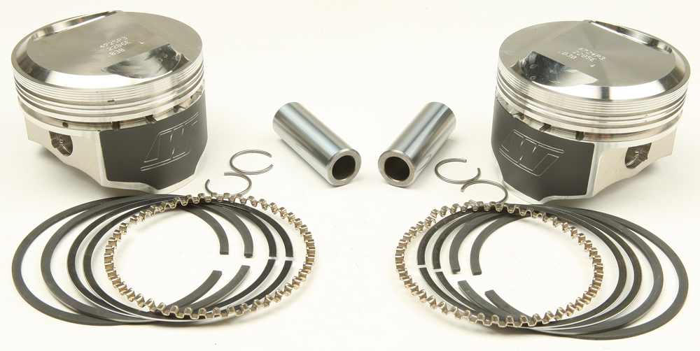V-Twin Piston Kit 10:1 Compression - 3.528in Bore (+.030in) - For 84-99 Harley Touring Softail Dyna - Click Image to Close