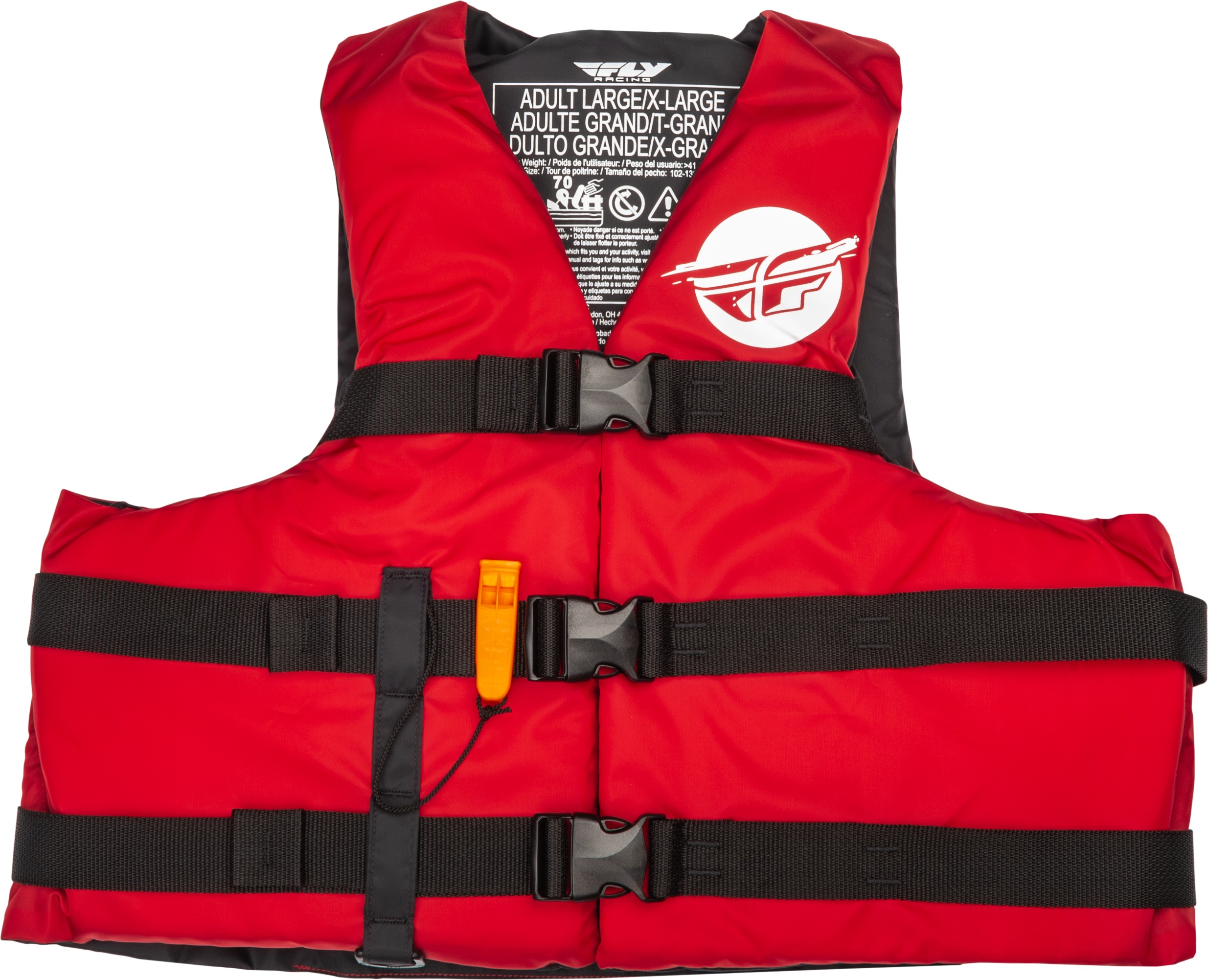 Fly Racing Nylon Flotation Vest Red/White LG/XL Unisex - USCG Type III vest, Red/White, LG/XL, Unisex - Click Image to Close