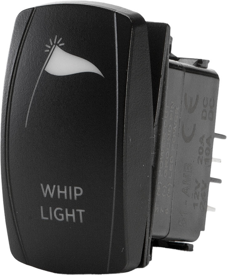 "Whip Light" Illuminated Rocker Switch - Amber Lighted SPST Rocker - Click Image to Close
