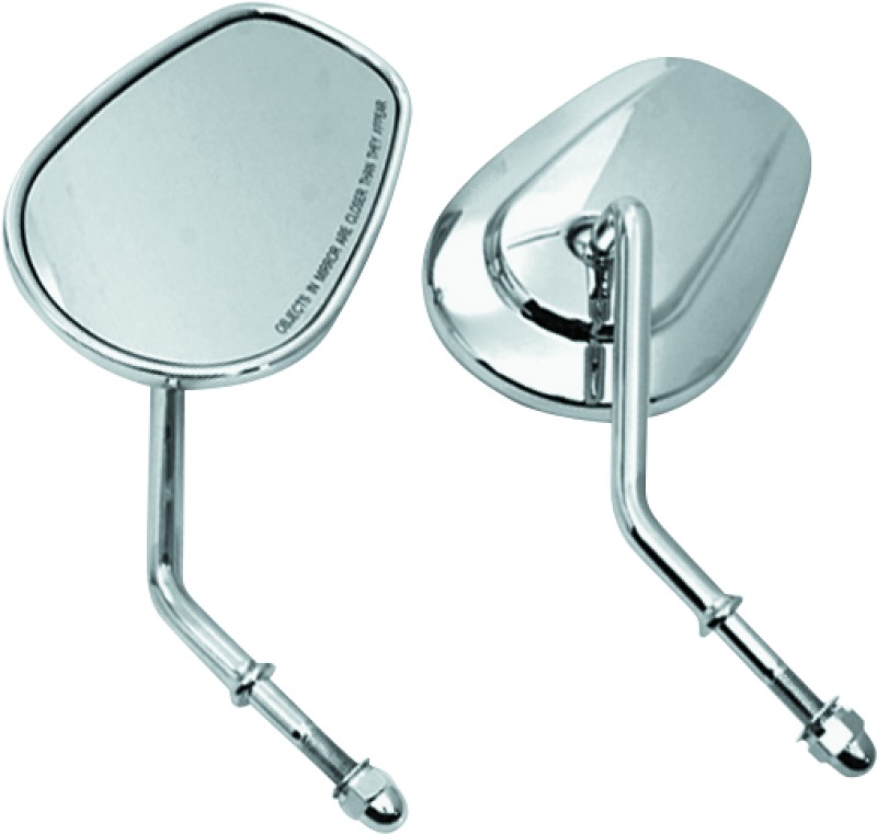 Biker's Choice Chrome Tapered Short Stem Mirrors Pair - Click Image to Close