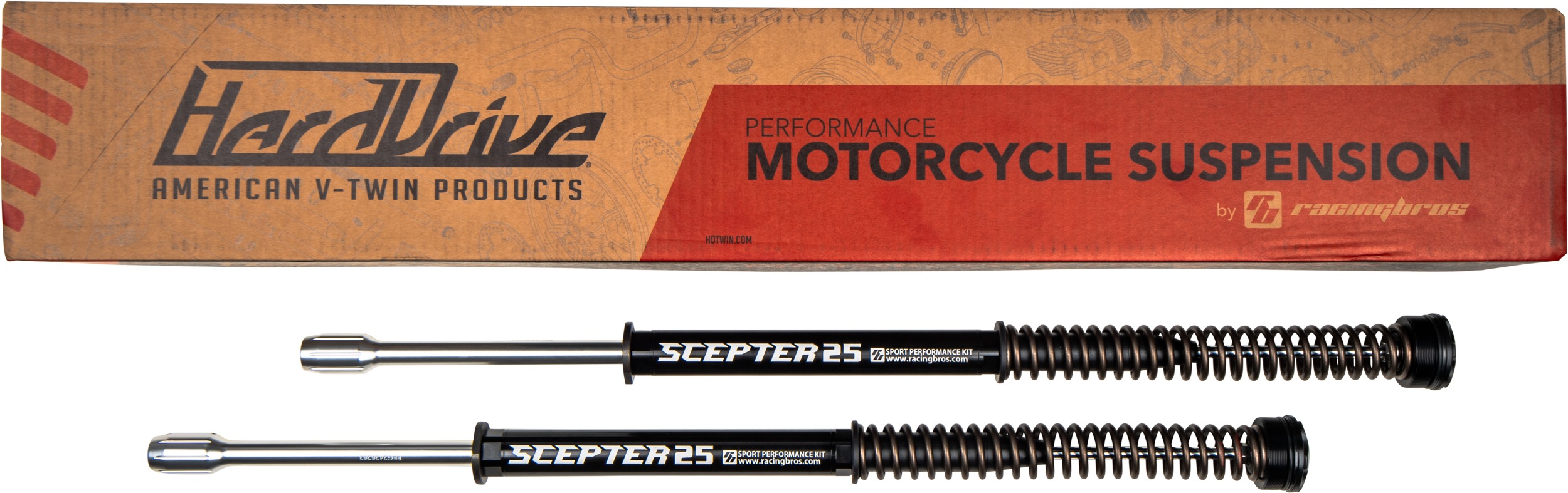 HardDrive Medium Weight Scepter +2" Cartridge Kit 49mm FLH/FLT 14-24 - +2" cartridge kit for FLH/FLT 2014-2024 - Click Image to Close
