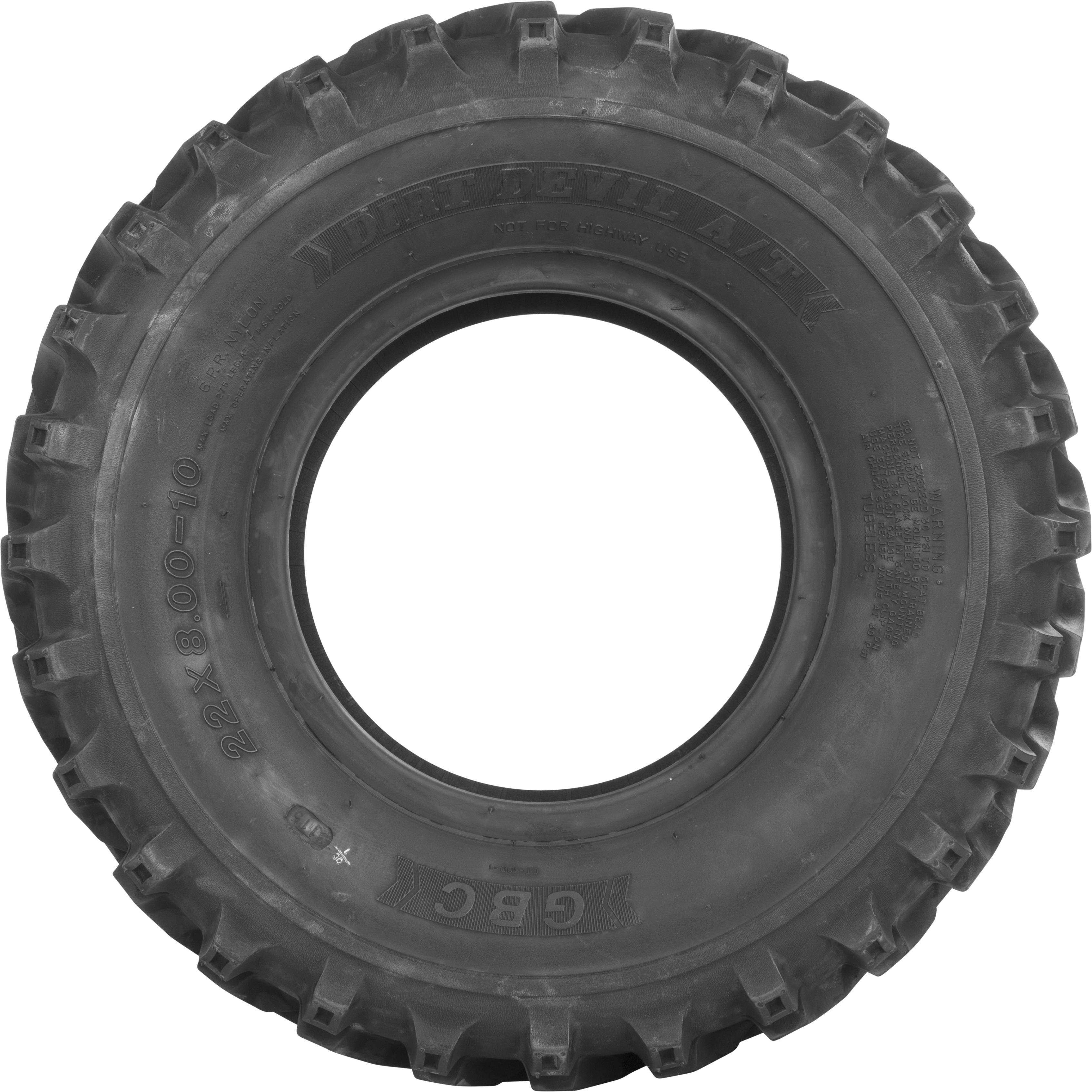 Dirt Devil ATV/UTV Tire - 22 x 8 - 10, 6-Ply w/ 20/32" Tread - Click Image to Close