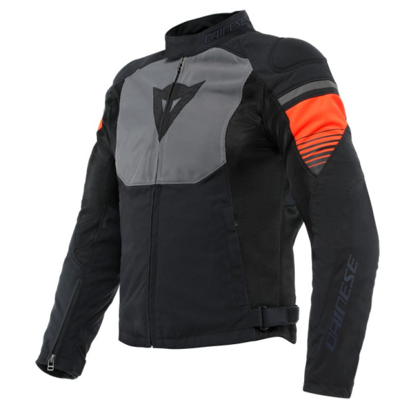 Dainese Air Fast Tex Jacket Black Gray Fluorescent Red Size 46 - Textile summer jacket Black/Gray/Fluorescent-Red Size 46 - Click Image to Close