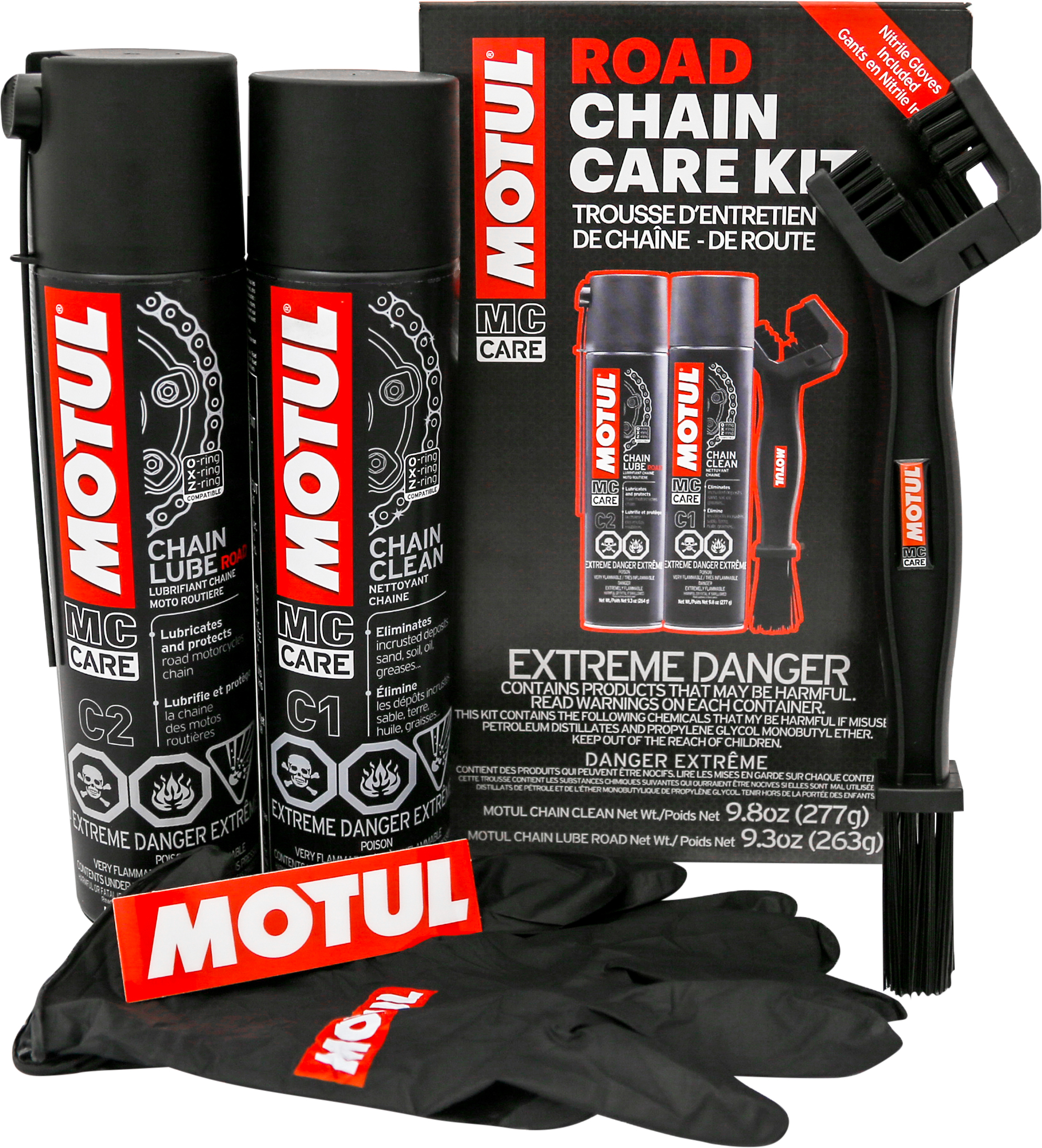 MOTUL Road Chain Care Kit - Complete Drive Chain Cleaning Kit - Chain cleaning and lube kit for street motorcycles - Click Image to Close
