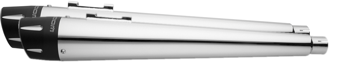 Combat Chrome Slip On Exhaust Black Tip 4.5" - For 14+ Indian Touring - Click Image to Close