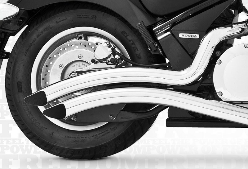 Sharp Curve Radius Chrome Full Exhaust - For 02-08 Honda VTX1800 F/N/R - Click Image to Close