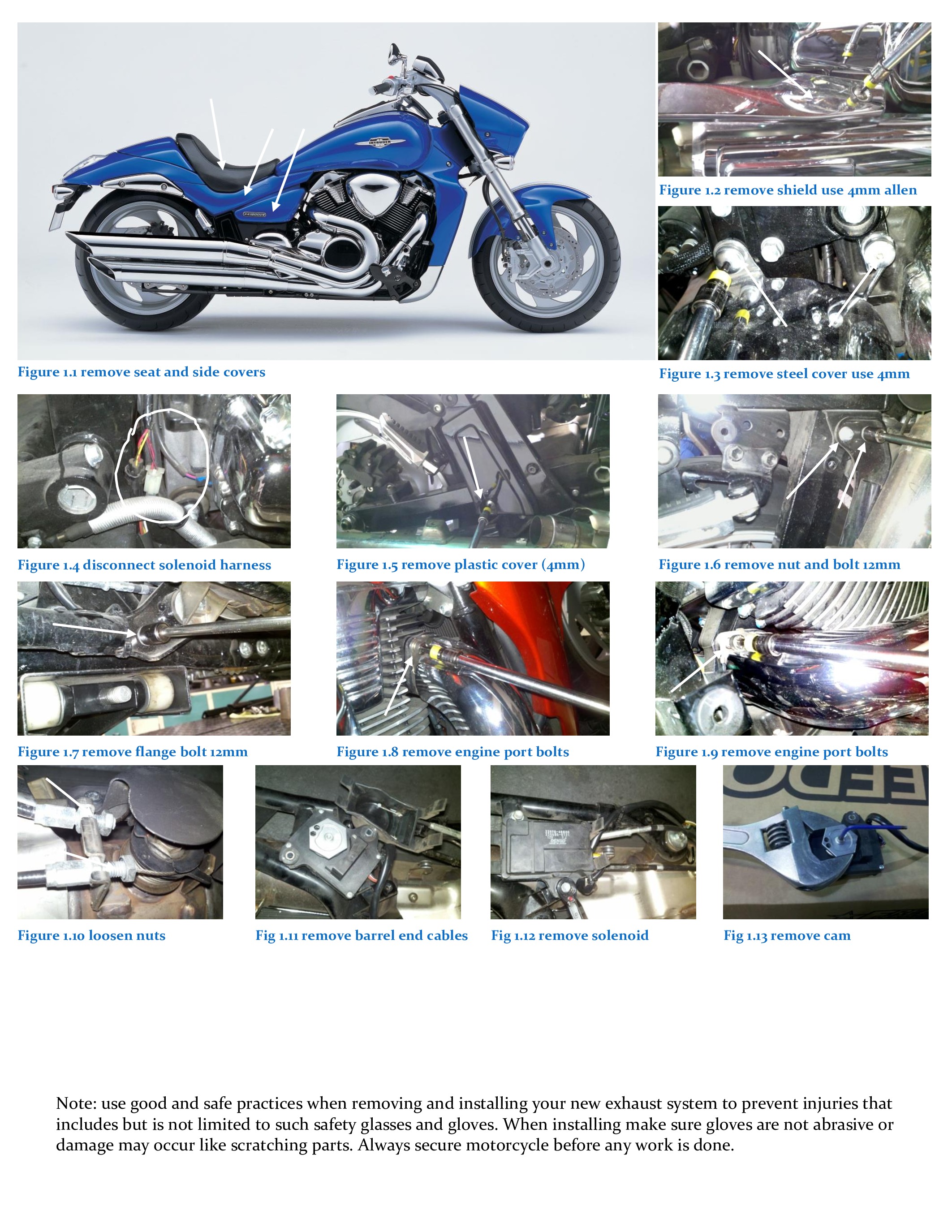 Chrome Sharp Curve Radius Full Exhaust - For 06-21 Suzuki M109R Boulevard - Click Image to Close
