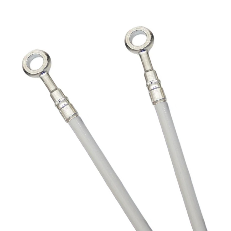 White Stainless Steel Front Brake Line Kit - 3 Lines - For 91-97 Yamaha TDM850 - Click Image to Close