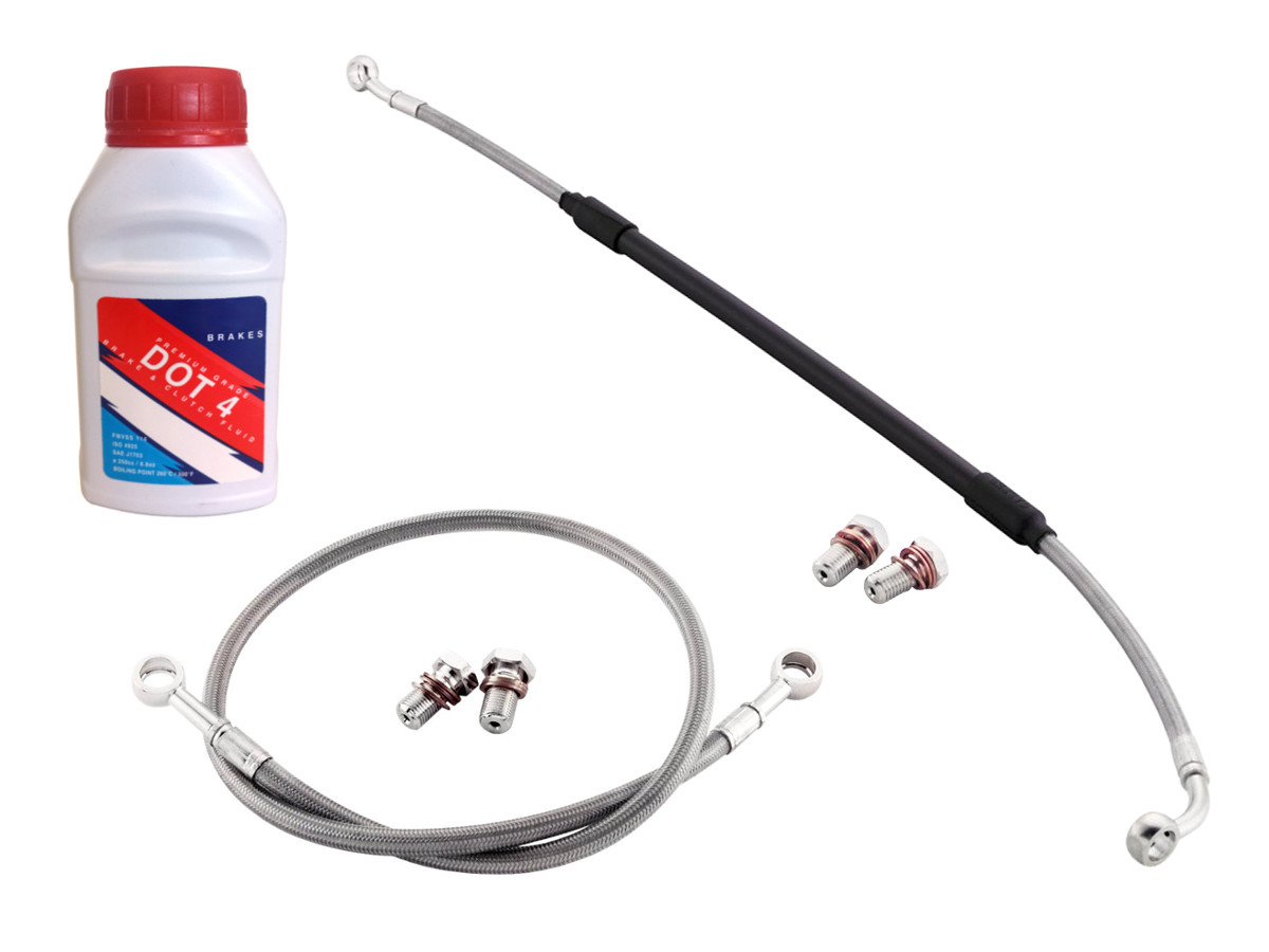 Front & Rear Stainless Steel Brake Line Kit - For 18-21 Suzuki RMZ450 - Click Image to Close