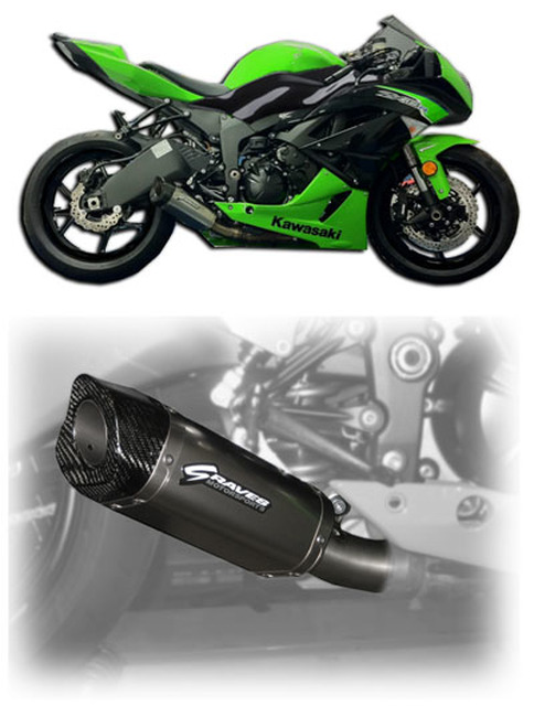 Titanium Slip On Exhaust w/ Link Pipe - For 09-18 Kawasaki ZX6R - Click Image to Close