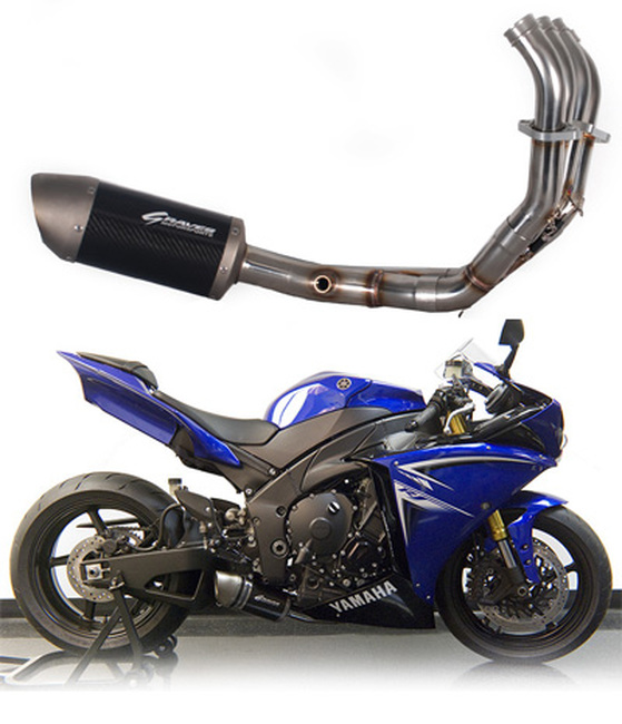 Carbon Low Mount Full Exhaust w/Ti End Cap - For 09-14 R1 - Click Image to Close