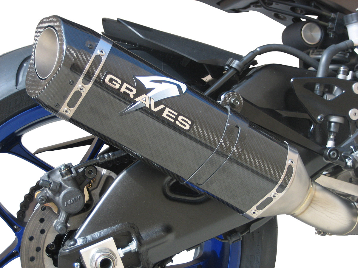 Carbon Fiber Slip On Exhaust w/ Link Pipe - For 15+ Yamaha R1 - Click Image to Close