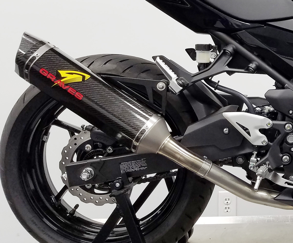 Carbon Fiber Slip On Exhaust - 18-23 Kawasaki Ninja 400 - Click Image to Close