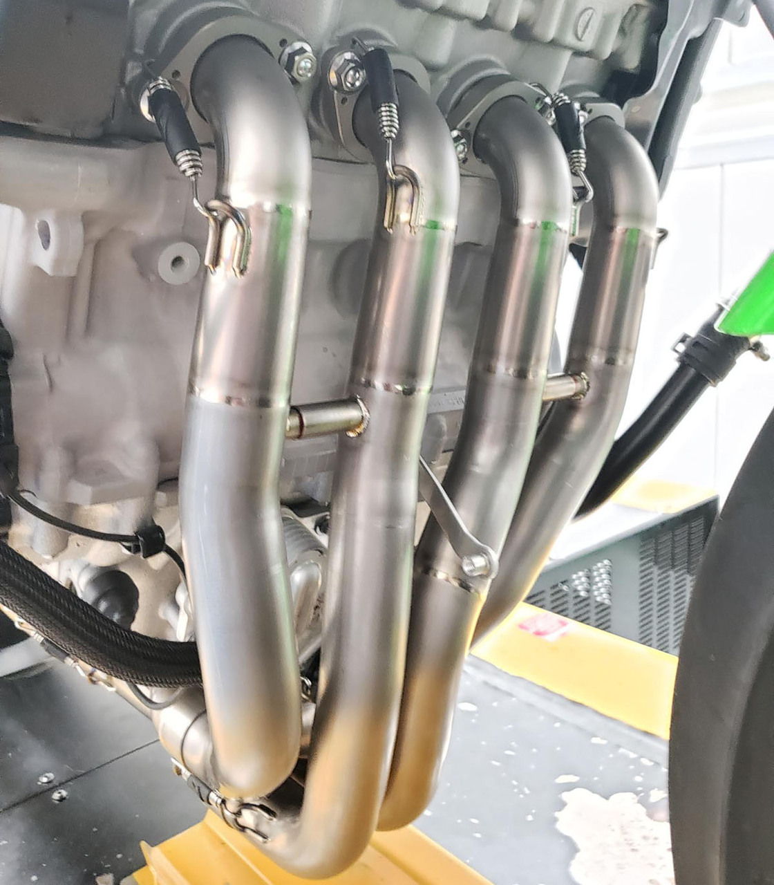 Works2 Carbon Fiber Titanium Full Exhaust - For 16-23 Kawasaki ZX10R - Click Image to Close
