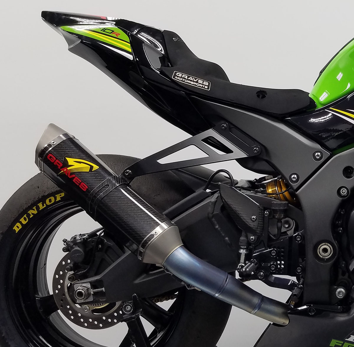 Works2 Carbon Fiber Titanium Full Exhaust - For 16-23 Kawasaki ZX10R - Click Image to Close