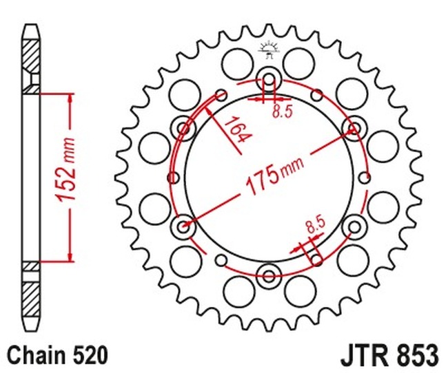 Steel Rear Sprocket - 51 Tooth 520 - For Yamaha ATV & Dirt YZ/WR/TT/IT - Click Image to Close