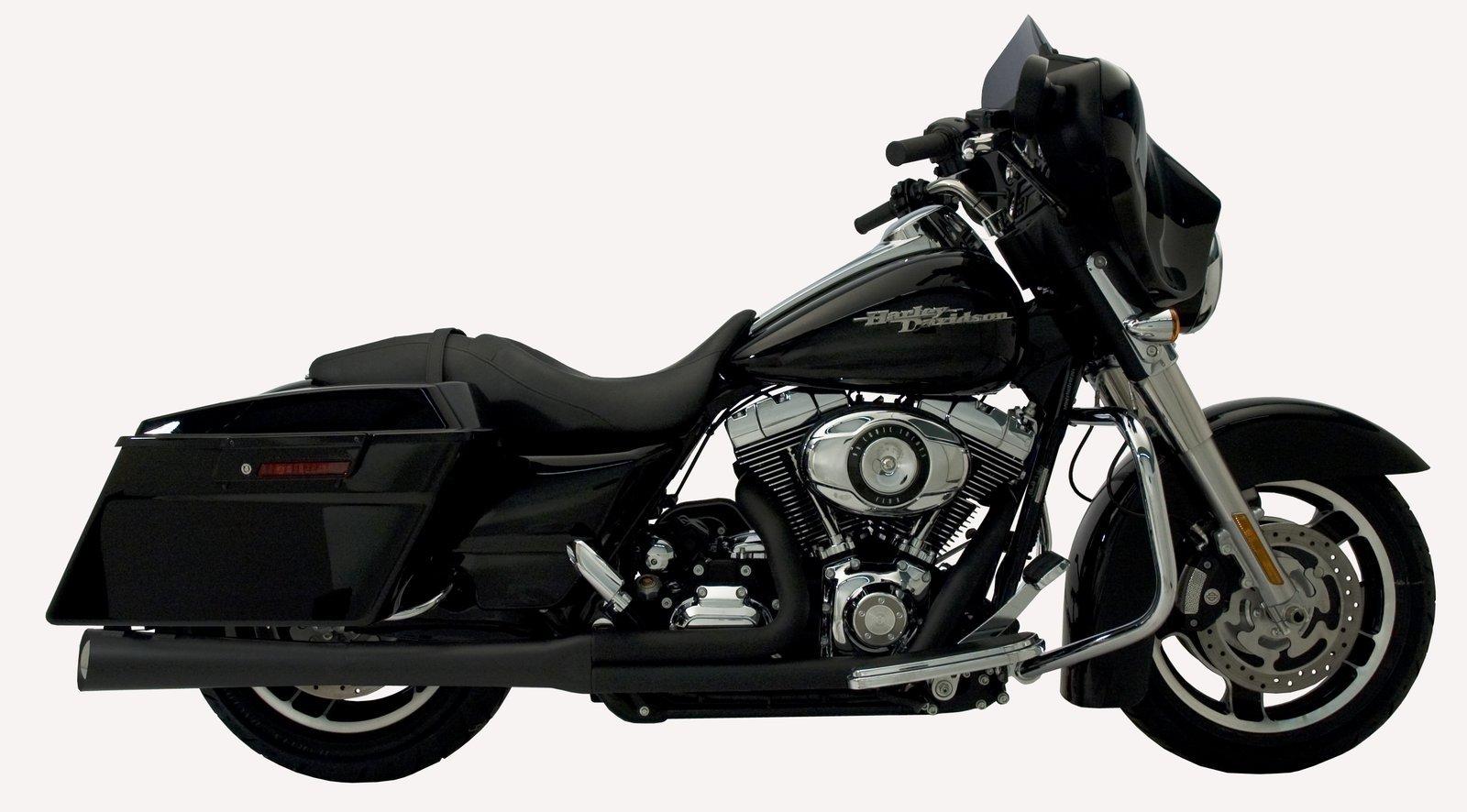 Supermeg 2-1 Black Ceramic Exhaust - For 07-08 Harley Davidson Touring - Click Image to Close