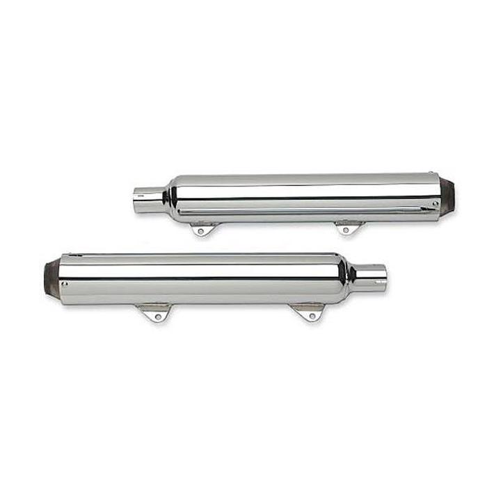 Chrome 3-1/2" Dual Slip On Exhaust - 85-94 Harley Davidson Touring - Click Image to Close