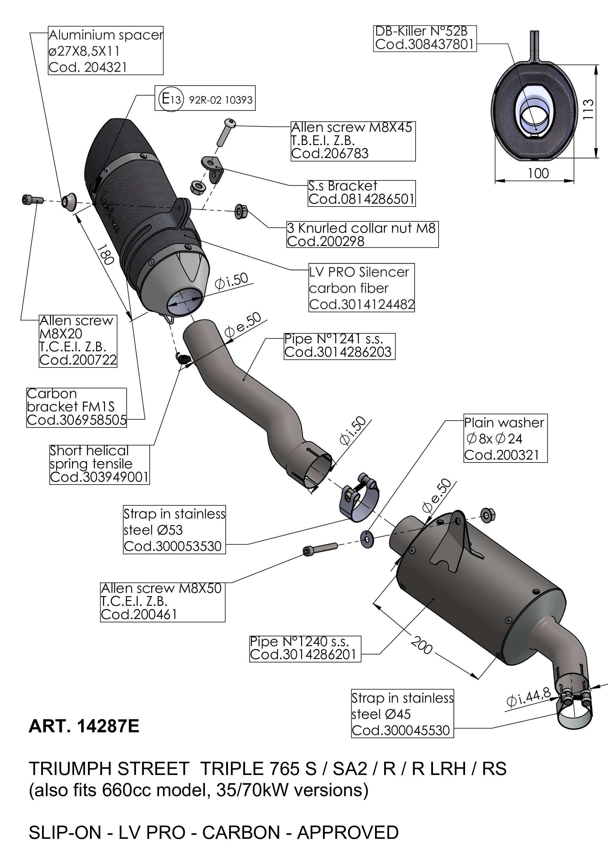 LV Pro Carbon Fiber Slip On Exhaust Muffler - For 17-20 KTM RC390 & RC125 & Duke 125/390 - Click Image to Close