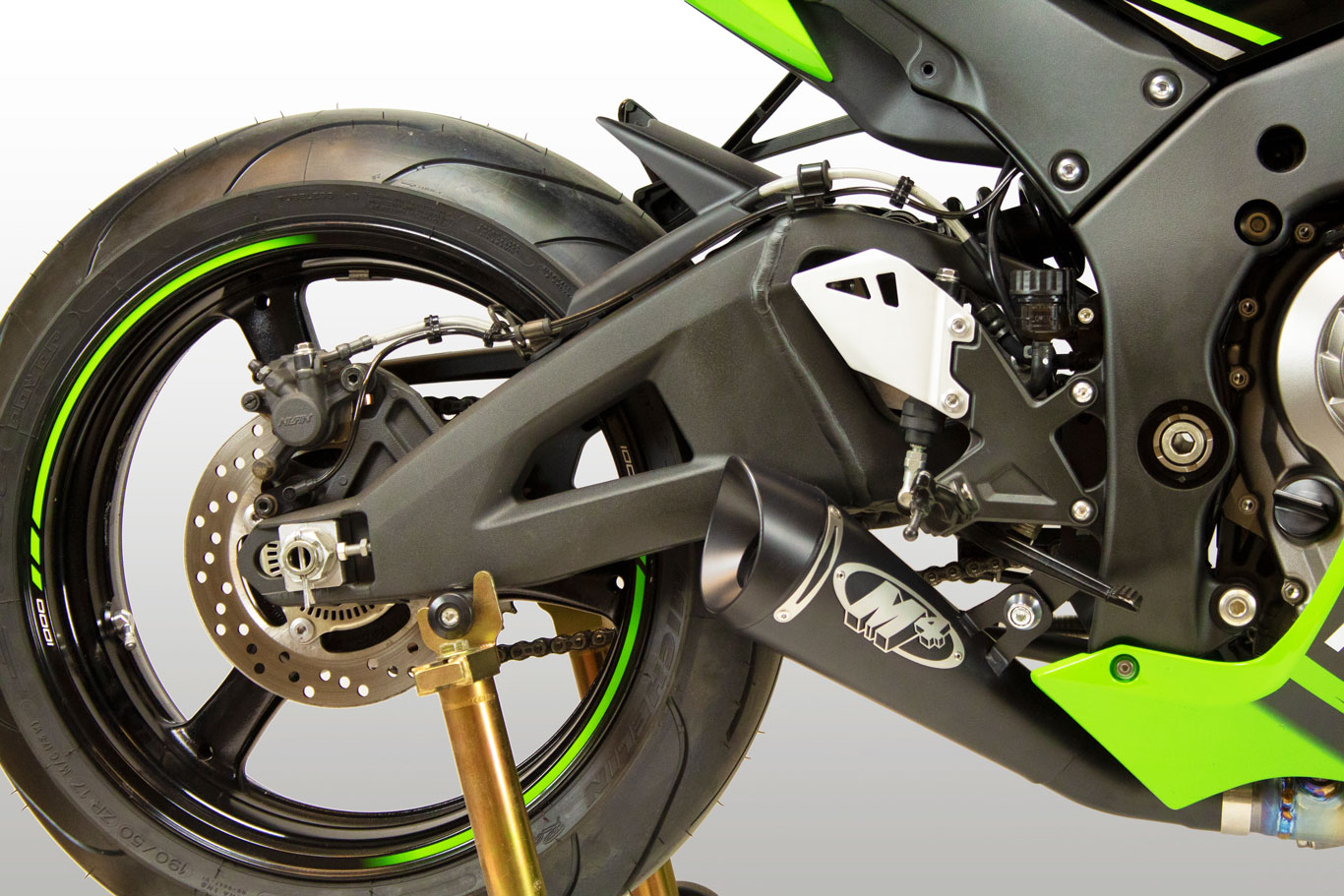 Black GP19 Slip On Exhaust - For 16-20 Kawasaki ZX10R - Click Image to Close