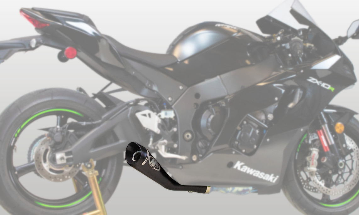 GP19 Black Slip On Exhaust w/Link Pipe - For 21-24 Kawasaki ZX10R - Click Image to Close
