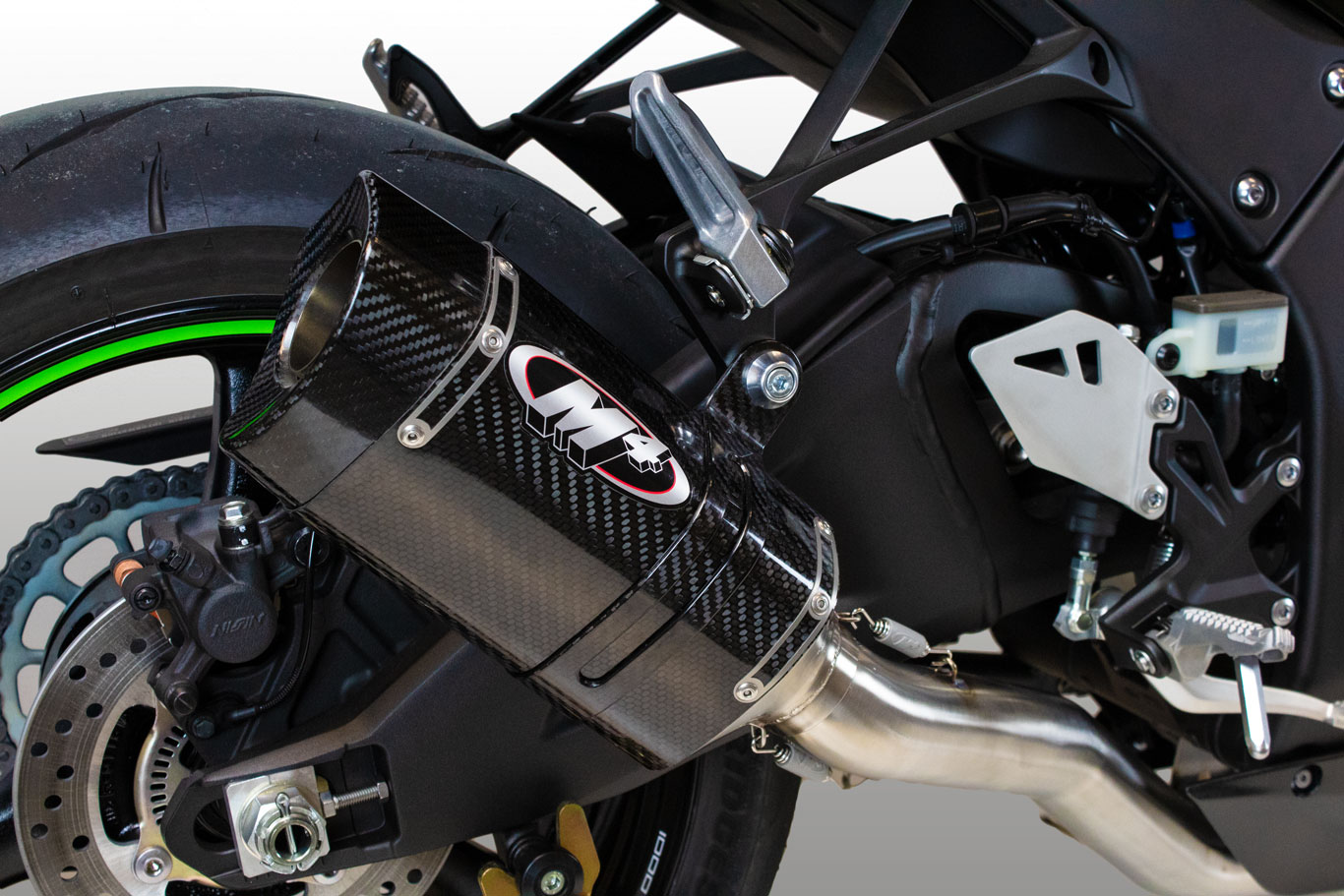 Tech1 Carbon Fiber Slip On Exhaust w/ Titanium Link Pipe - For 21-25 Kawasaki ZX10R - Click Image to Close