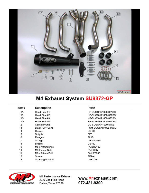 Black GP Full Exhaust w/ Stainless Tubing - For 07-08 Suzuki GSXR1000 - Click Image to Close