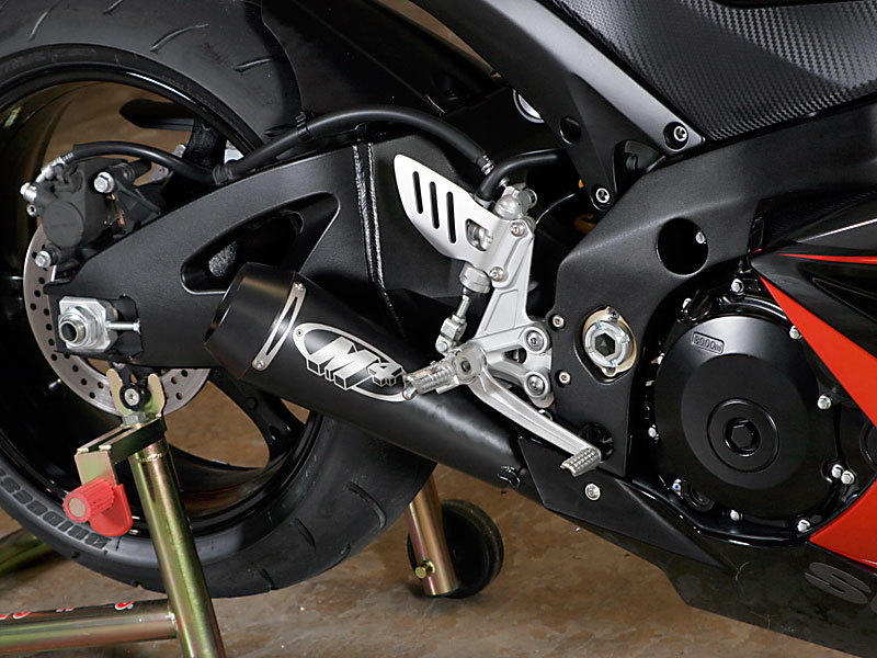 Black GP Full Exhaust w/ Stainless Tubing - For 07-08 Suzuki GSXR1000 - Click Image to Close
