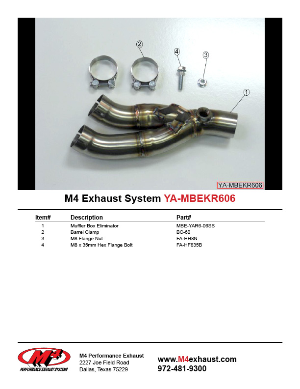 Exhaust Collector Pipe - For 06-20 Yamaha R6 - Click Image to Close