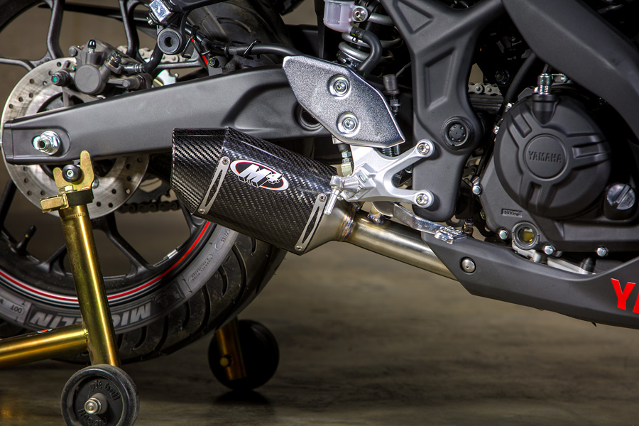 Street Slayer Carbon Fiber Slip On Exhaust - For 15-23 Yamaha R3 & MT03 - Click Image to Close