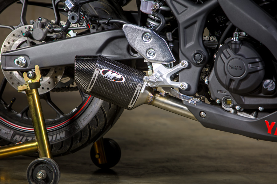 Street Slayer Carbon Fiber Slip On Exhaust - For 15-24 Yamaha R3 & MT03 - Click Image to Close